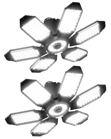 Adiding LED garage light with six deformable panels for flexible, wide-area illumination