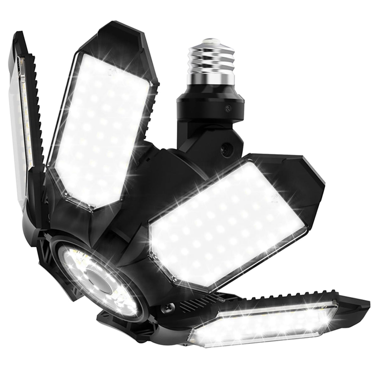 Adiding LED garage light with six panels delivering bright, even coverage.