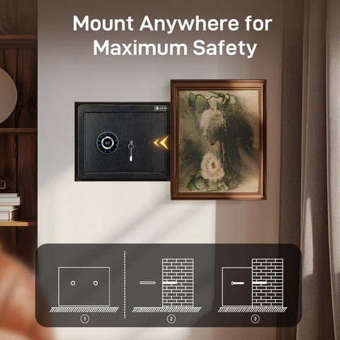 ADIMO biometric safe interior soft lining and compact space for valuables