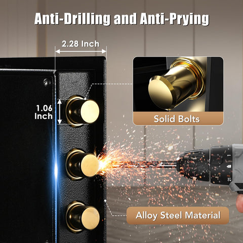 ADIMO Safe Box interior with shelf and automatic LED light.