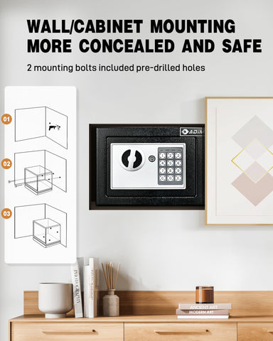 Two-ways access on the ADIMO Safe Box with code or emergency keys.