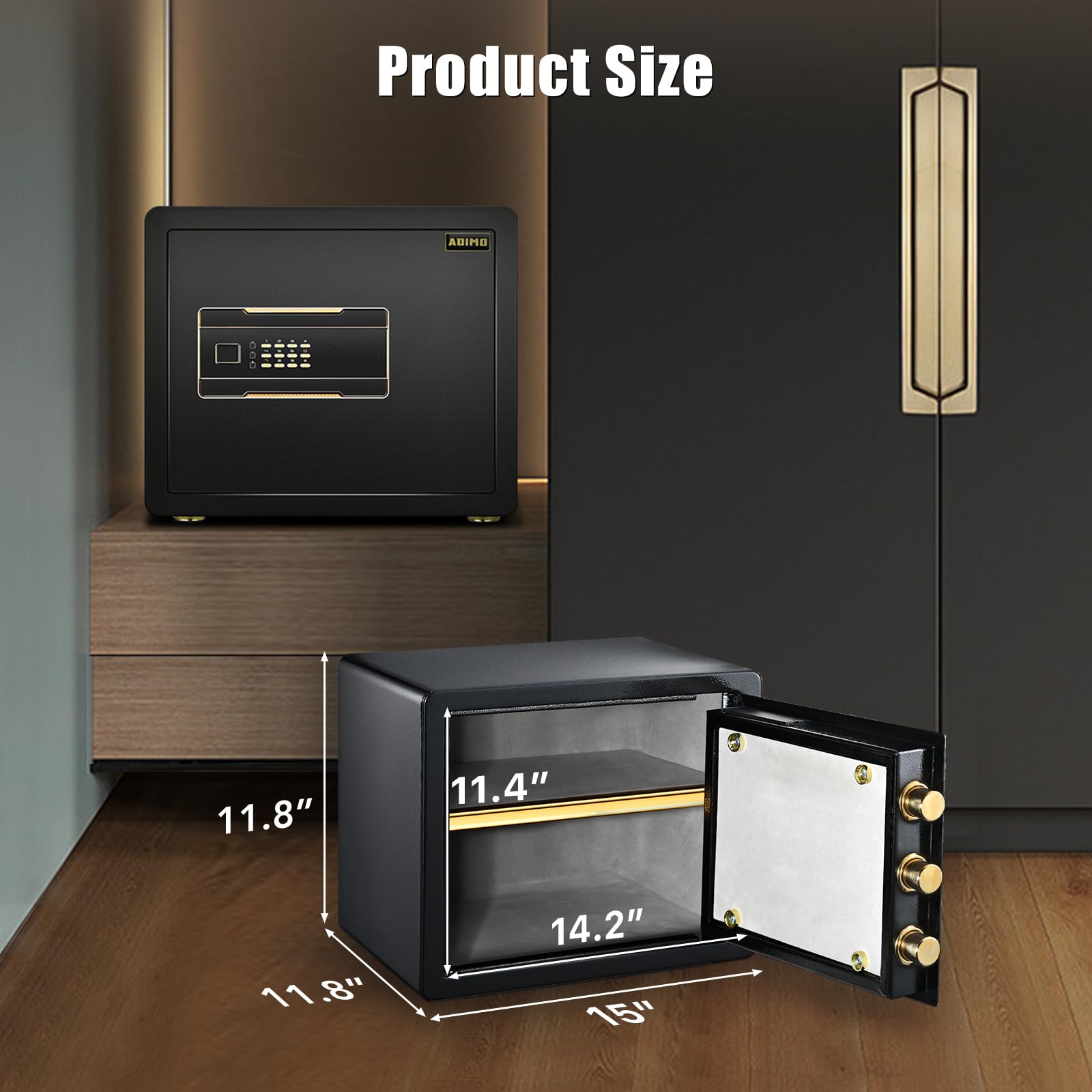 ADIMO shelf divider organizes valuables into upper and lower compartments
