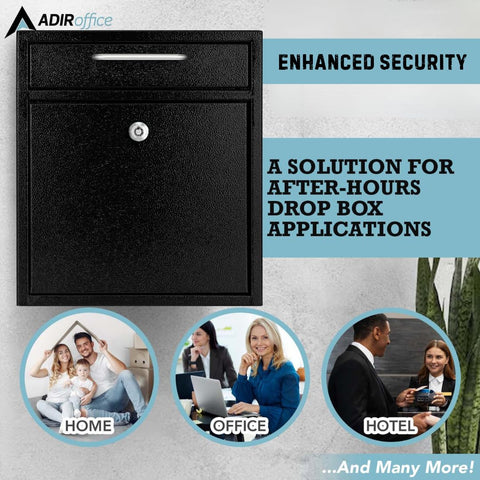 AdirOffice bin door image demonstrates wide opening for larger items like keys and checks.