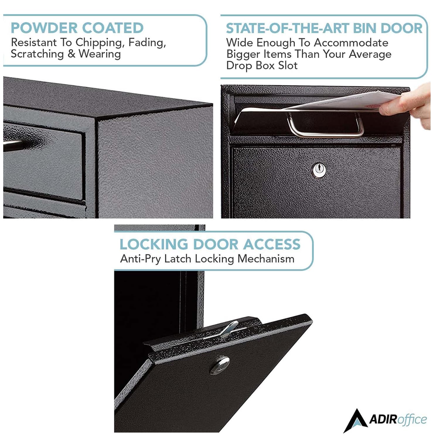 AdirOffice security overview confirms two laser-cut keys and reliable access control.