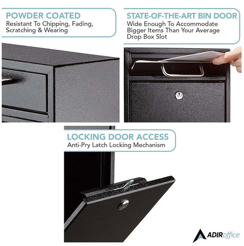AdirOffice security overview confirms two laser-cut keys and reliable access control.