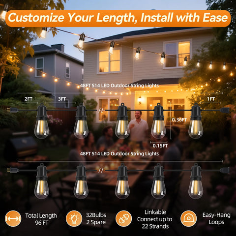 Adirxon string lights require minimal setup for expansive cafe and event coverage.