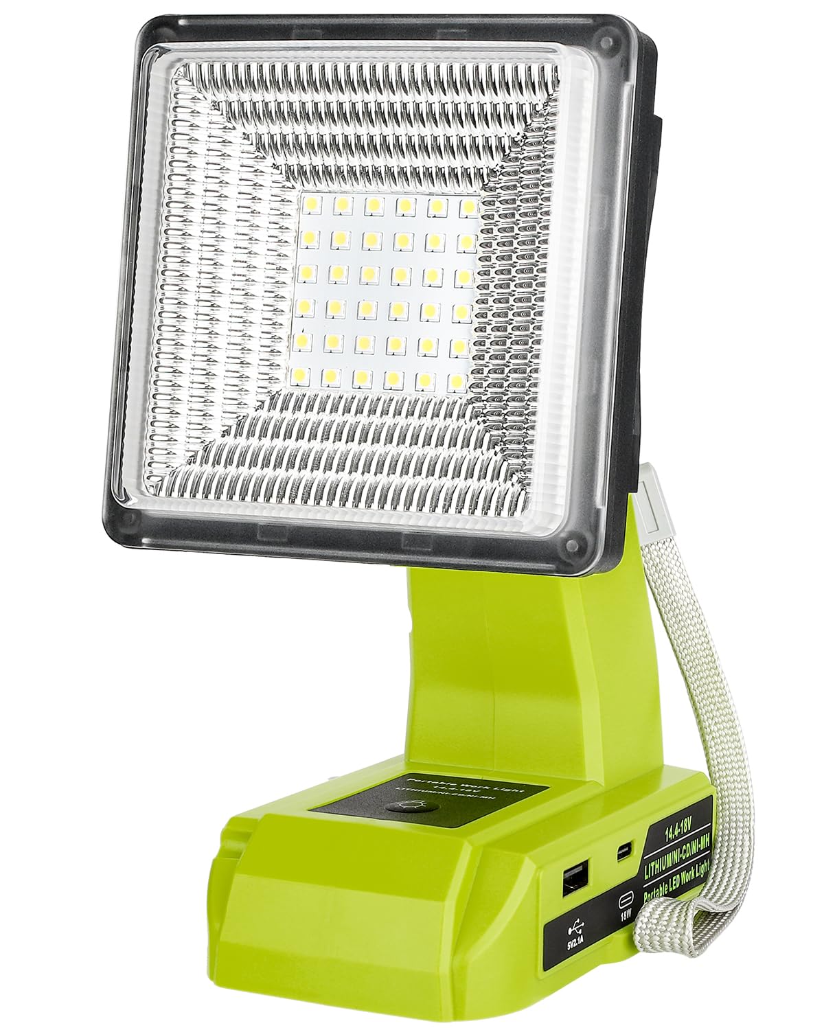 Adisipsoarin cordless LED work light with Ryobi 18V battery for flexible on-site power.