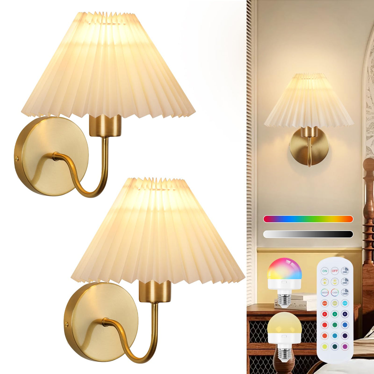 ADISUN wall sconces in gold copper finish enhance room elegance