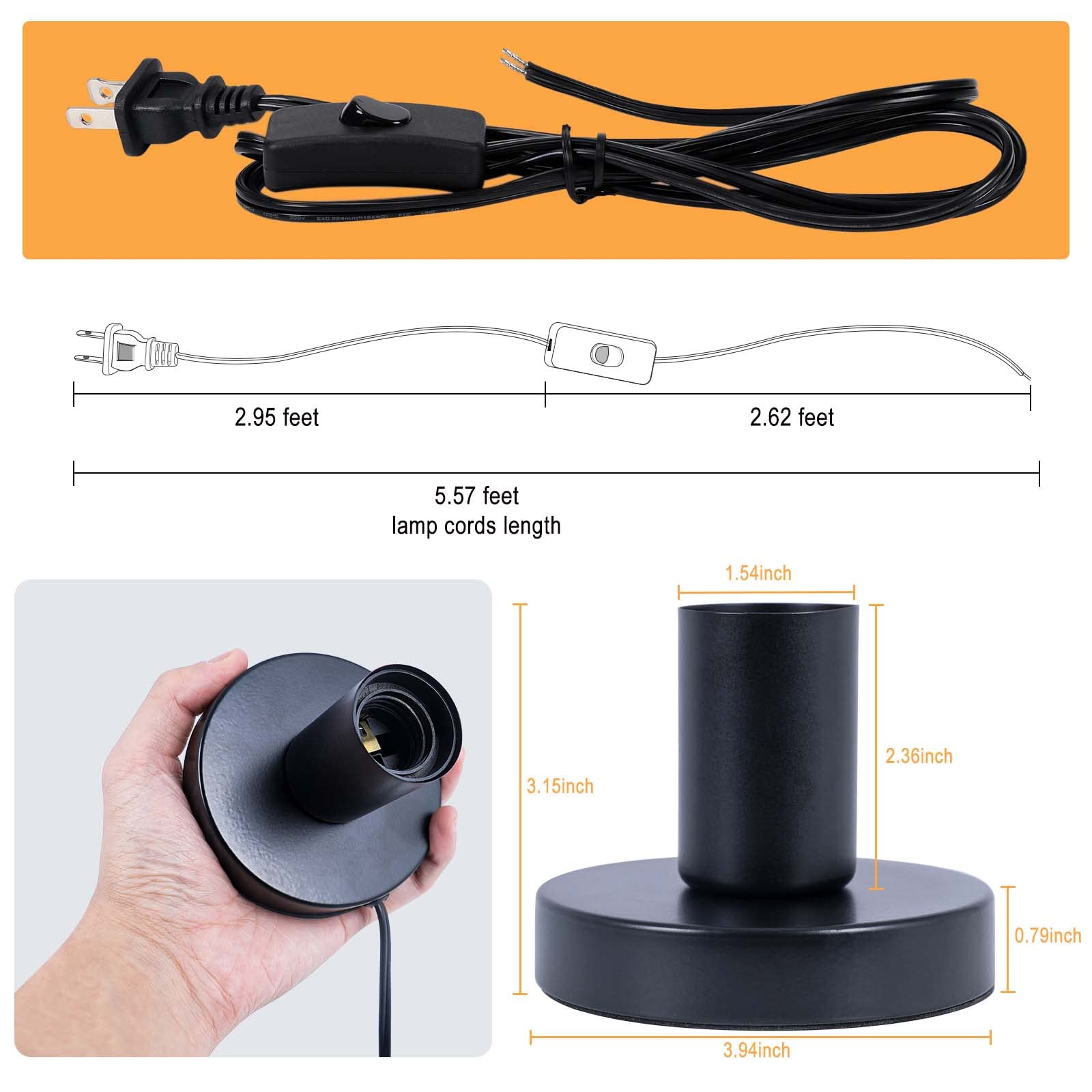 AdiyZ cord length of 5.57 ft offers flexible placement.