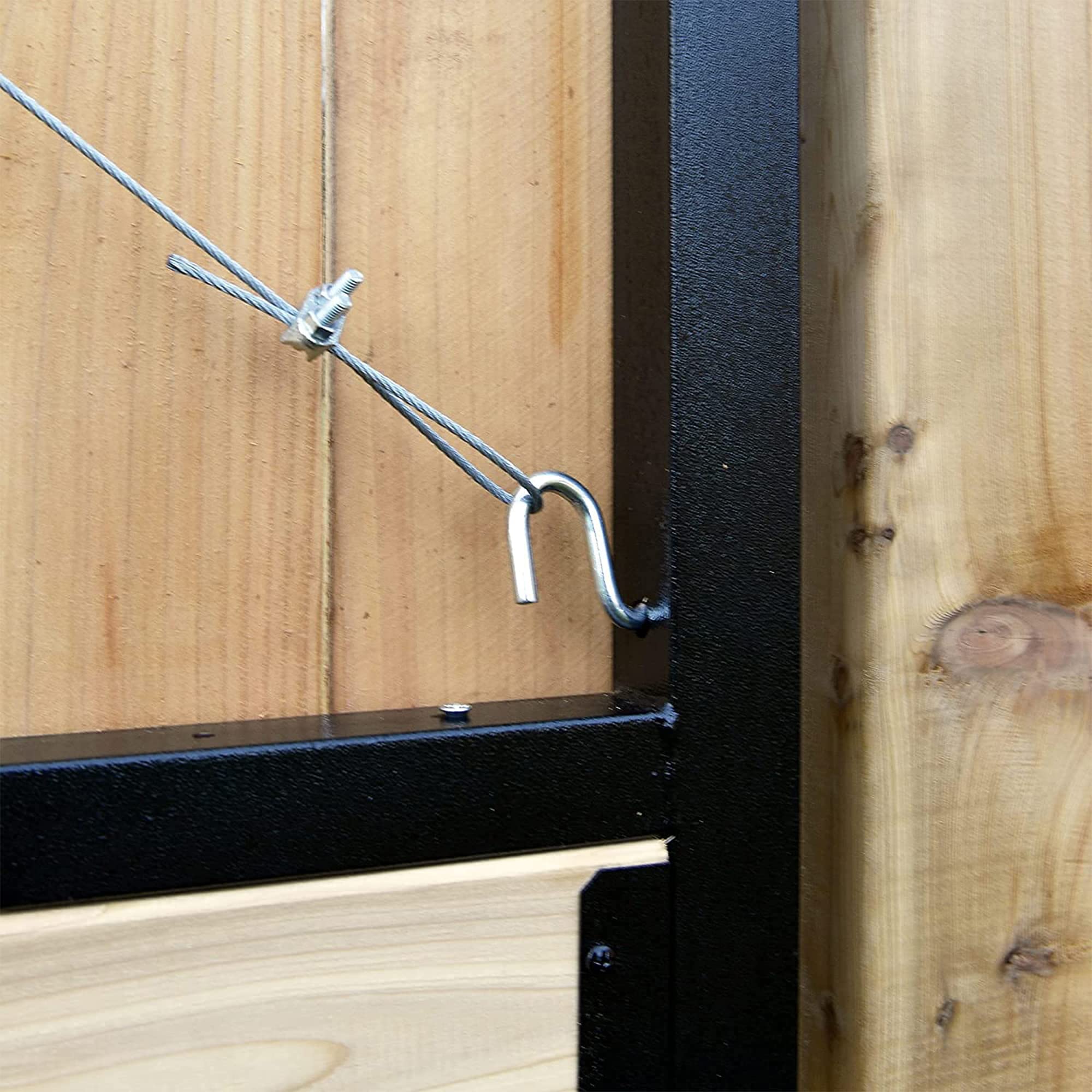 Adjust-A-Gate durable, powder-coated steel frame withstands outdoor use.