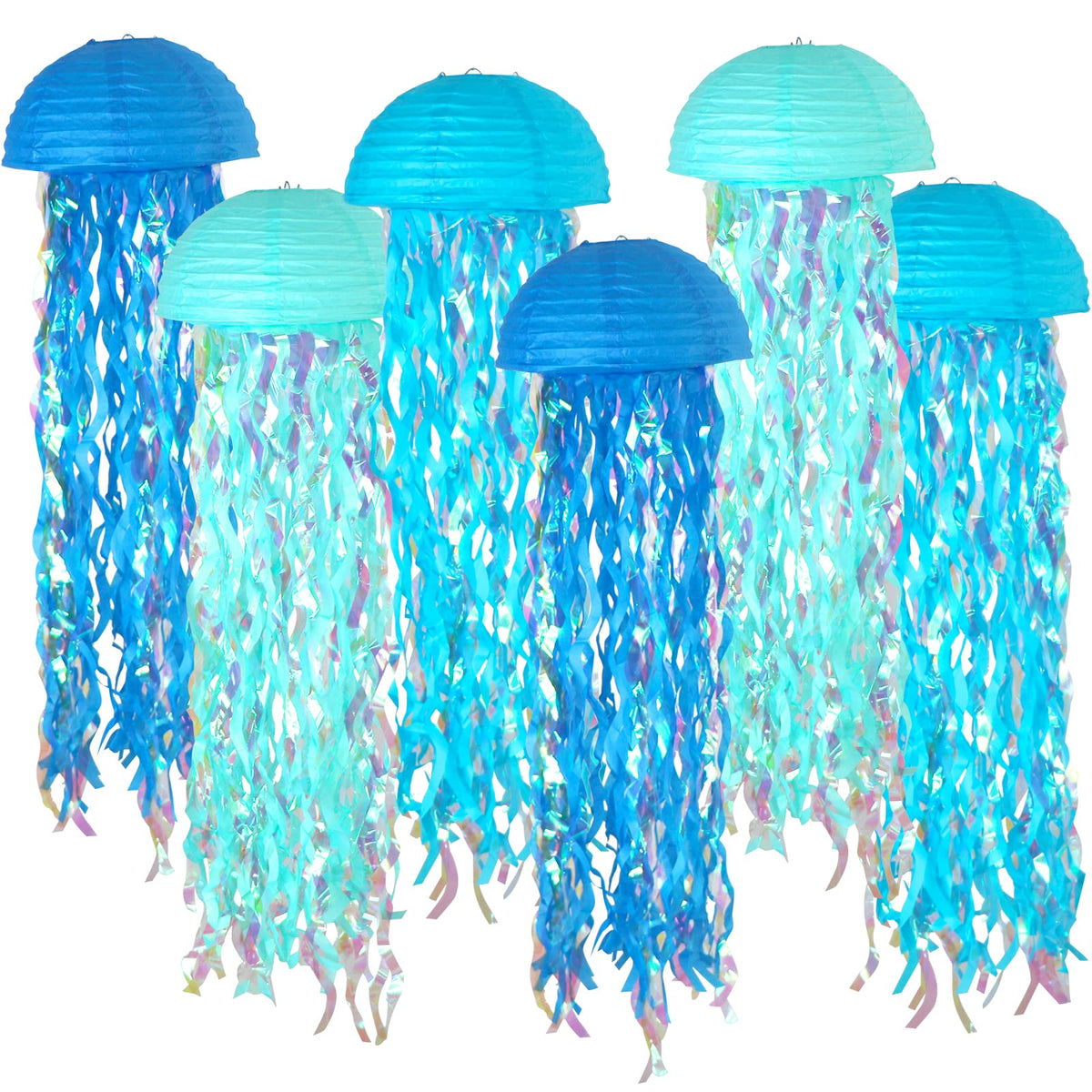 ADLKGG blue jellyfish paper lanterns set for under-the-sea parties, easy ceiling hanging.