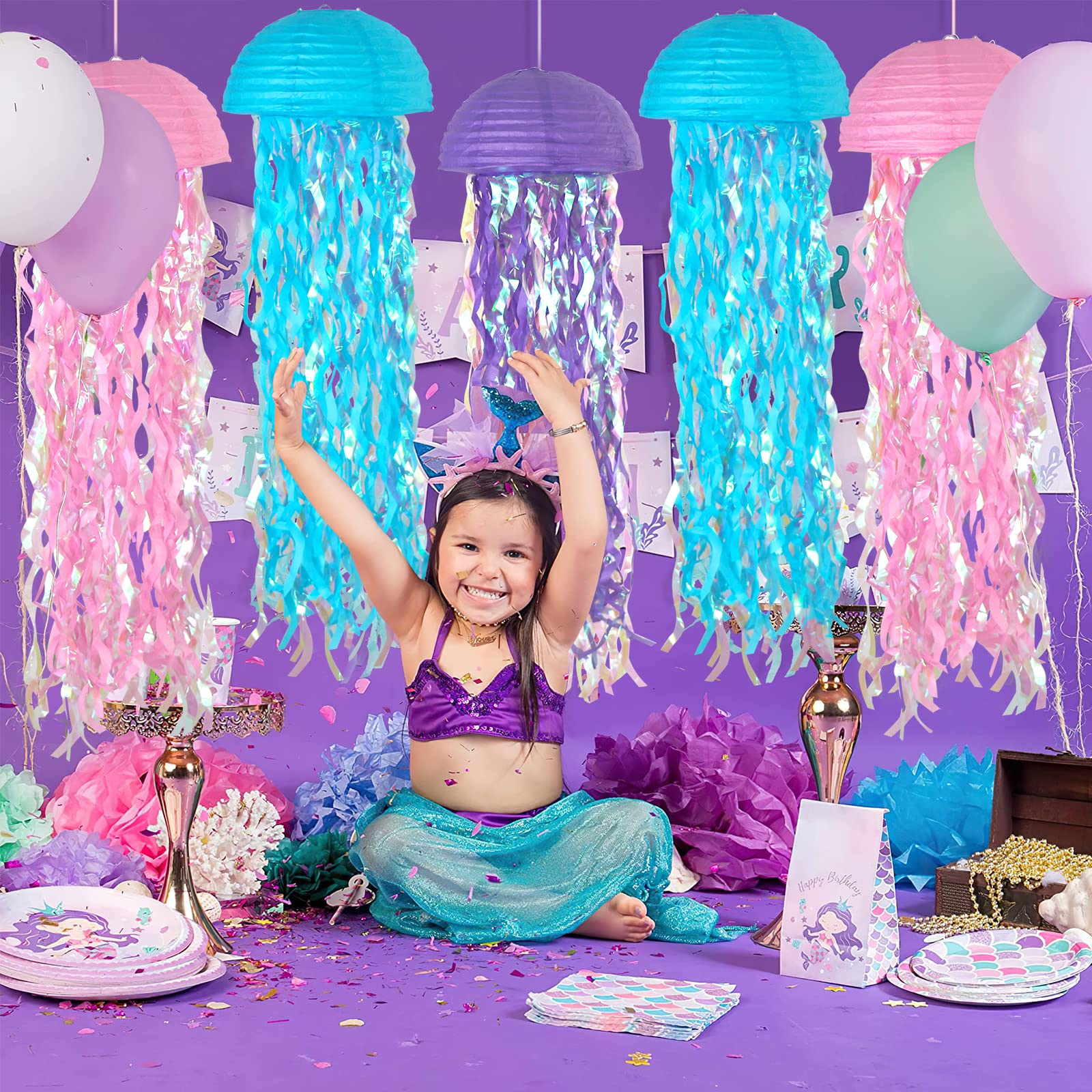 ADLKGG jellyfish lantern purple detail enhances mermaid themed celebrations