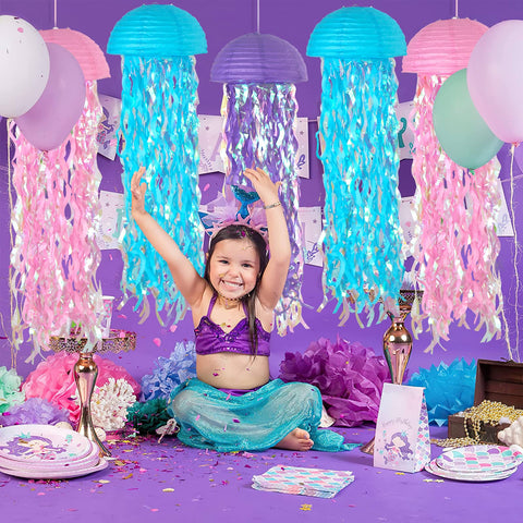 ADLKGG jellyfish lantern purple detail enhances mermaid themed celebrations