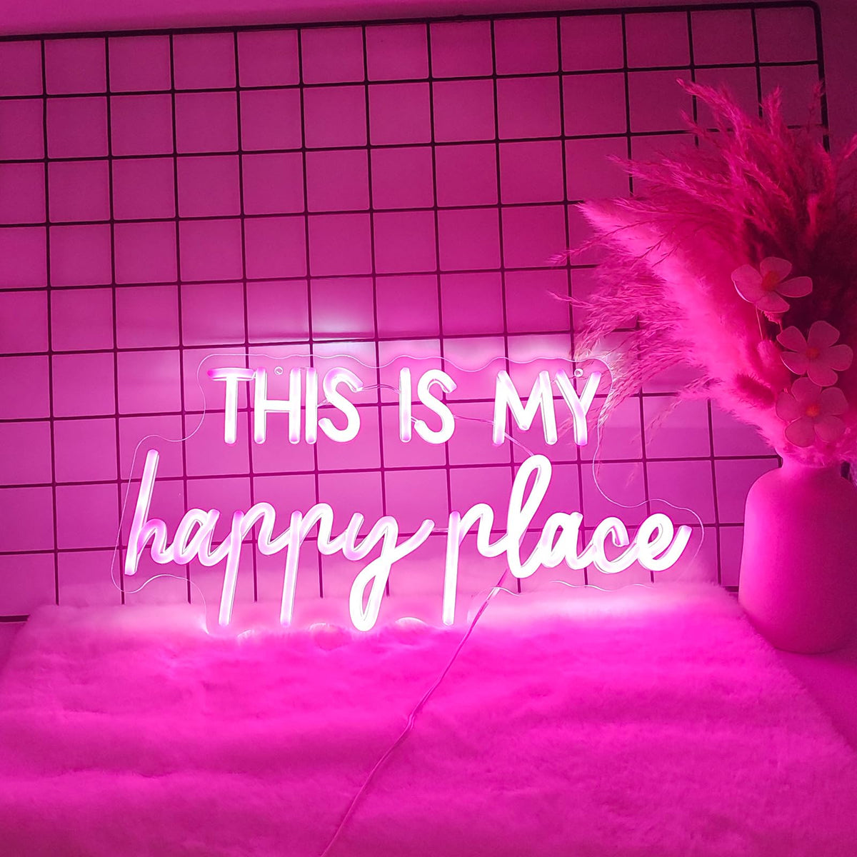 Adnkwolivt neon sign wall decor glows warmly, creating a bold room focal point.