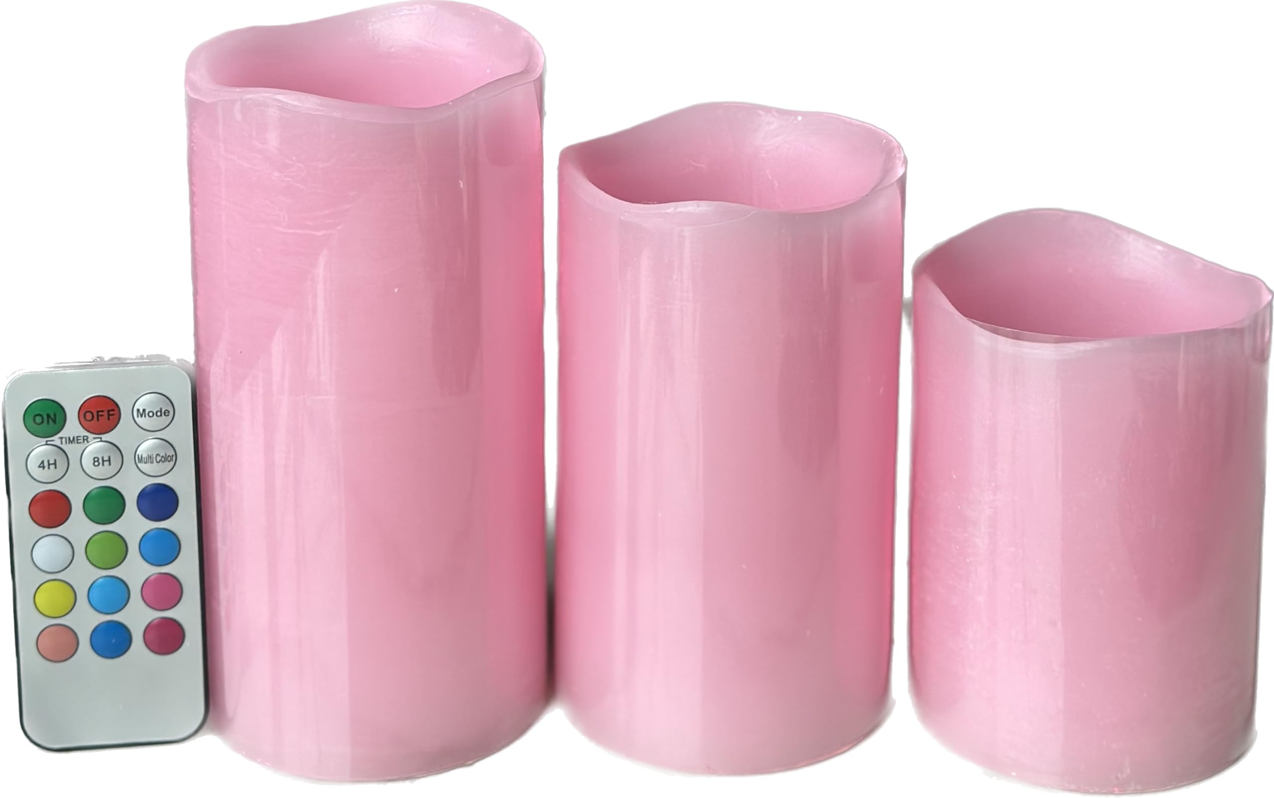 Adoria pink flameless candles set of 3 with rose scent for tabletop decor