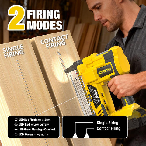 ADOTOCAM 18GA nailer with adjustable depth for precise placement in various woods.