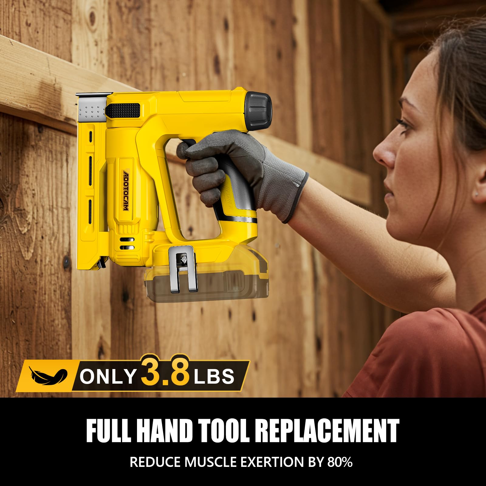 ADOTOCAM depth-adjust knob enables precise nail depth control.