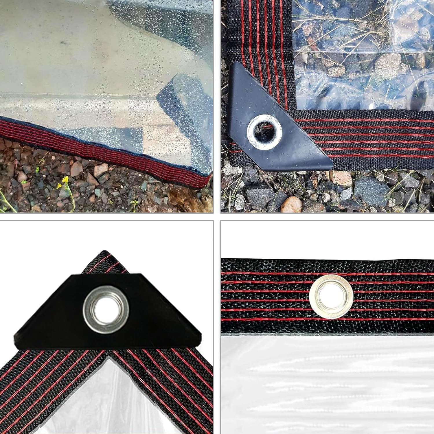 ADRUEKMV Clear tarp used as temporary fence or paint drop cloth protector.