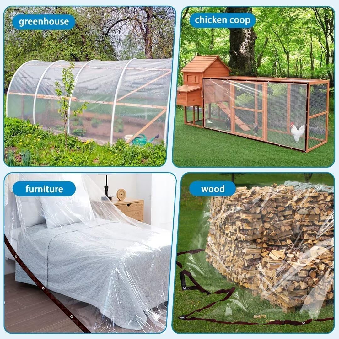 ADRUEKMV Transparent tarp enables sunlight while shielding from rain and snow.