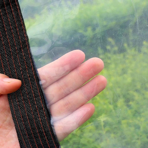 ADRUEKMV Clear Tarp waterproof vinyl covers outdoor furniture and equipment.