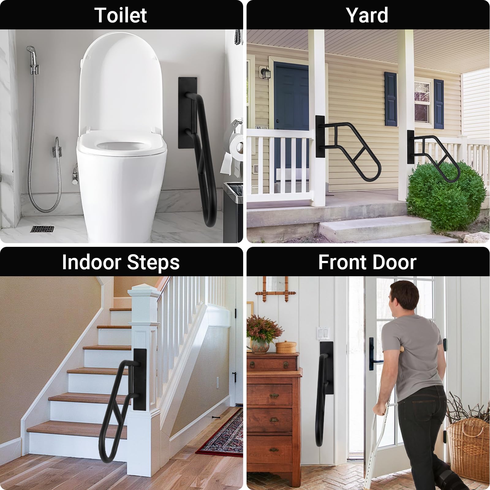 Aduanbang low-maintenance black powder-coated finish keeps stairs looking new with simple cleaning.