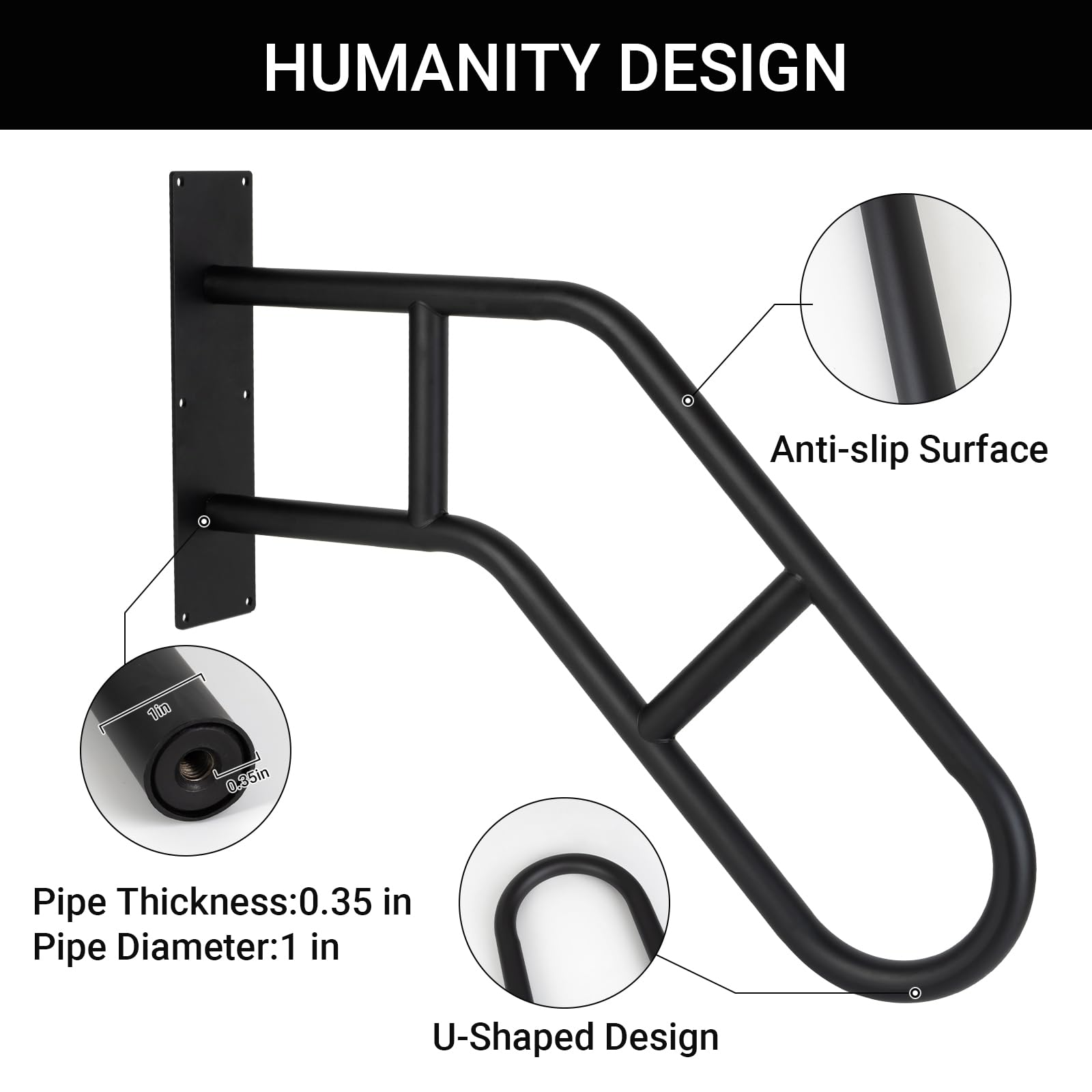 Aduanbang outdoor handrail for exterior steps withstands year-round use with corrosion resistance.