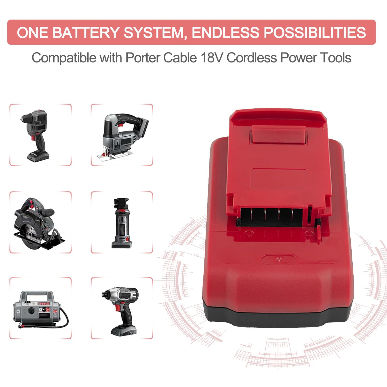 ADVTRONICS battery mounted on a Porter-Cable drill for steady power delivery.