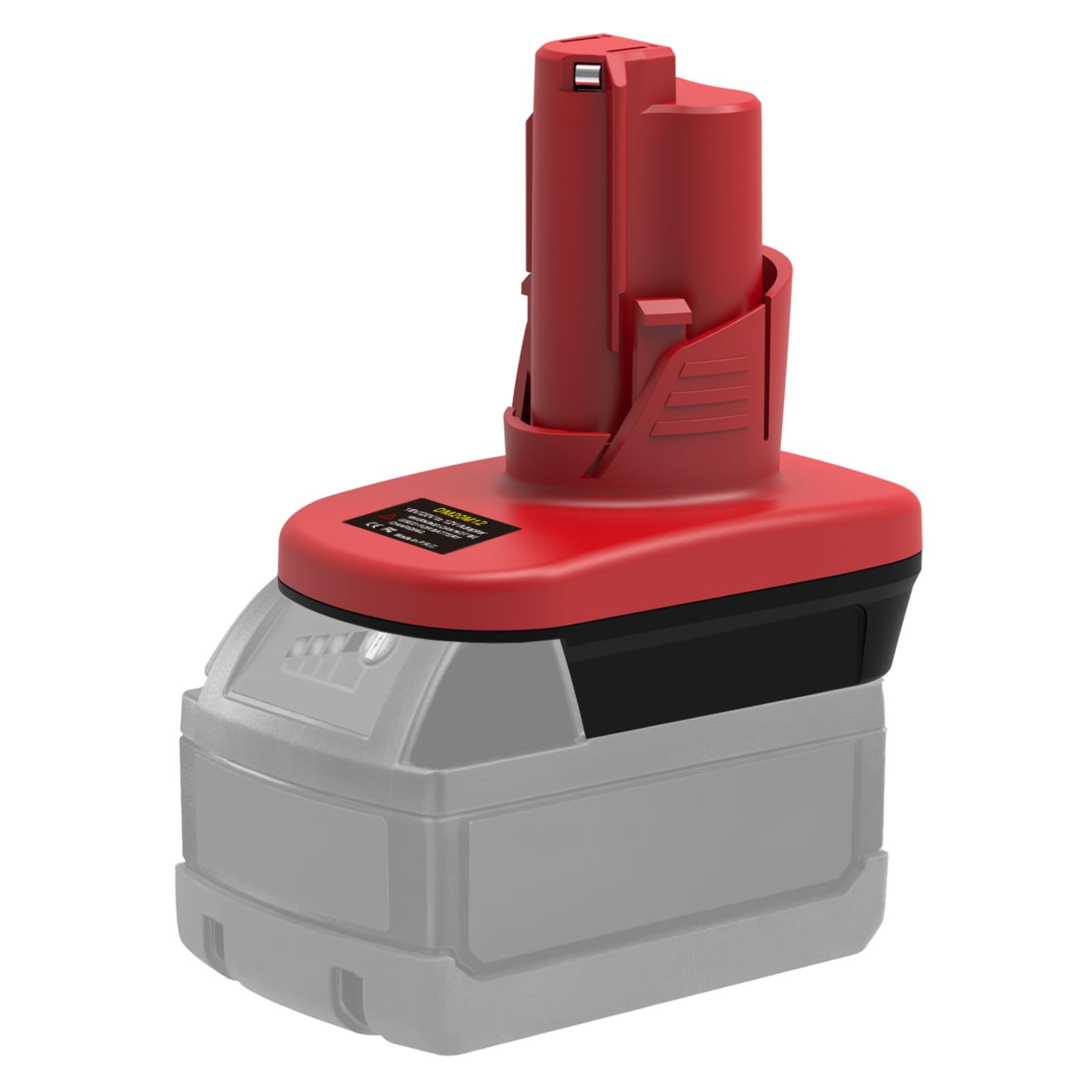 Advtronics DM18M12 adapter connected to Milwaukee M18 battery