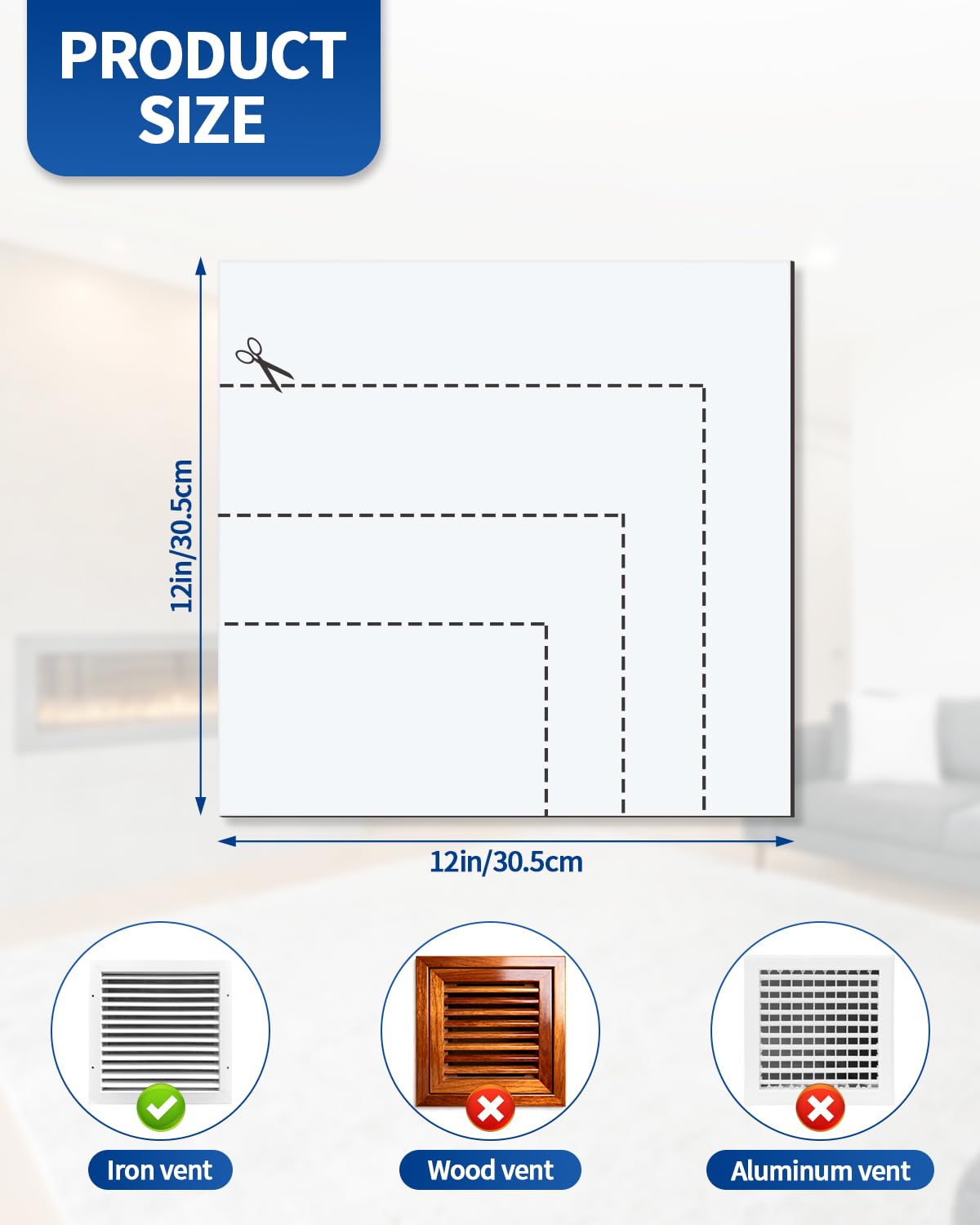 Aecsze vent cover close up highlights the rubberized magnet surface that resists slipping.