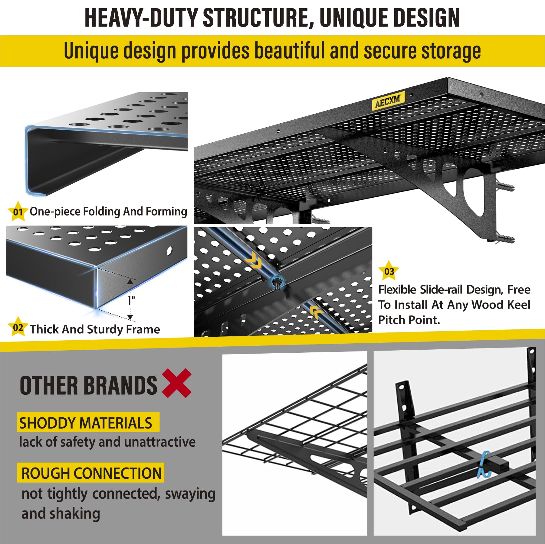Aecxm 560lbs total capacity supports heavy items when mounted.