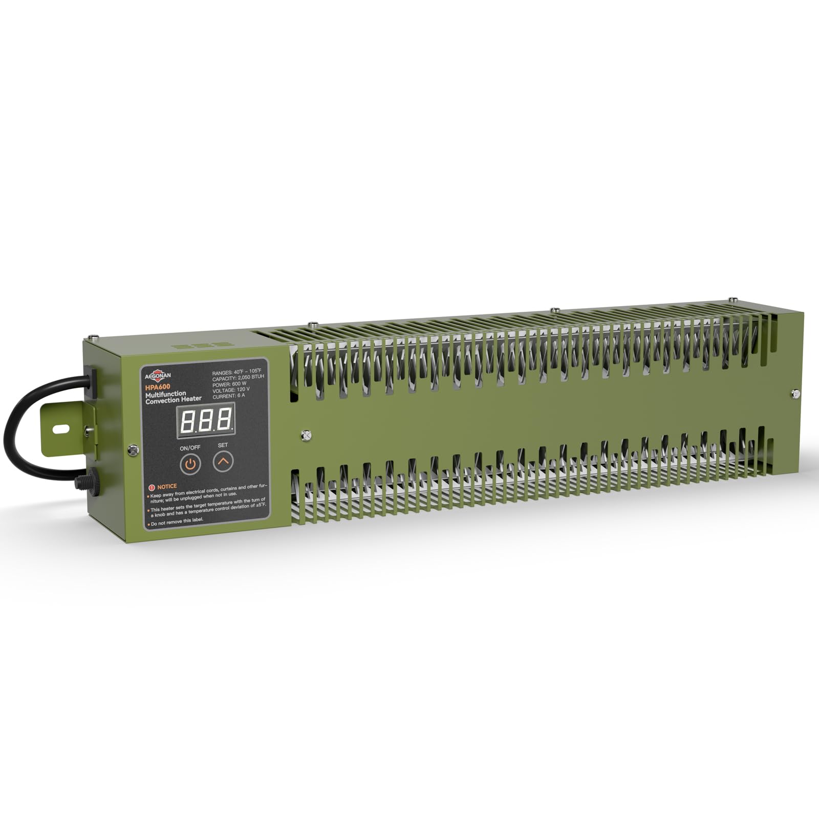 AEGONAN HPA600 front view shows a rugged heater ready for cold sites.