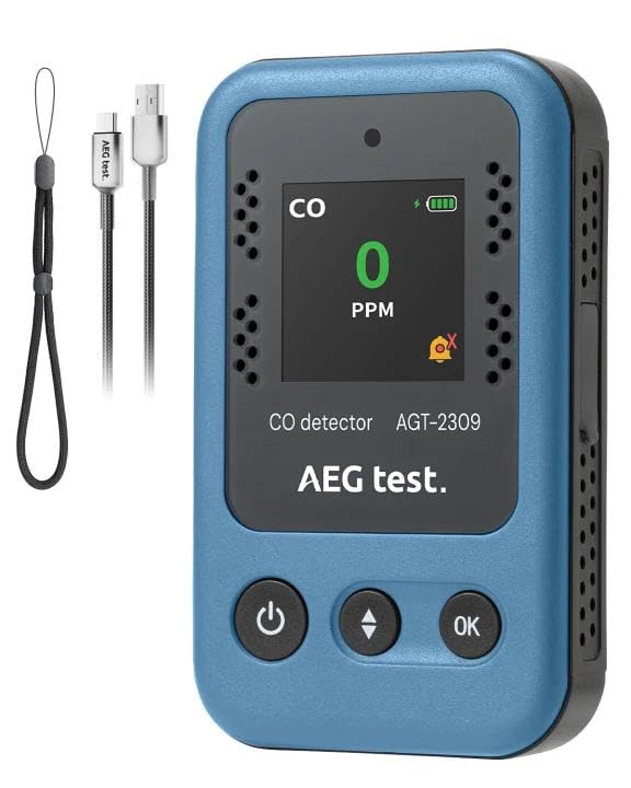 AEGTEST AGT-2309 CO detector handheld with lanyard for travel safety