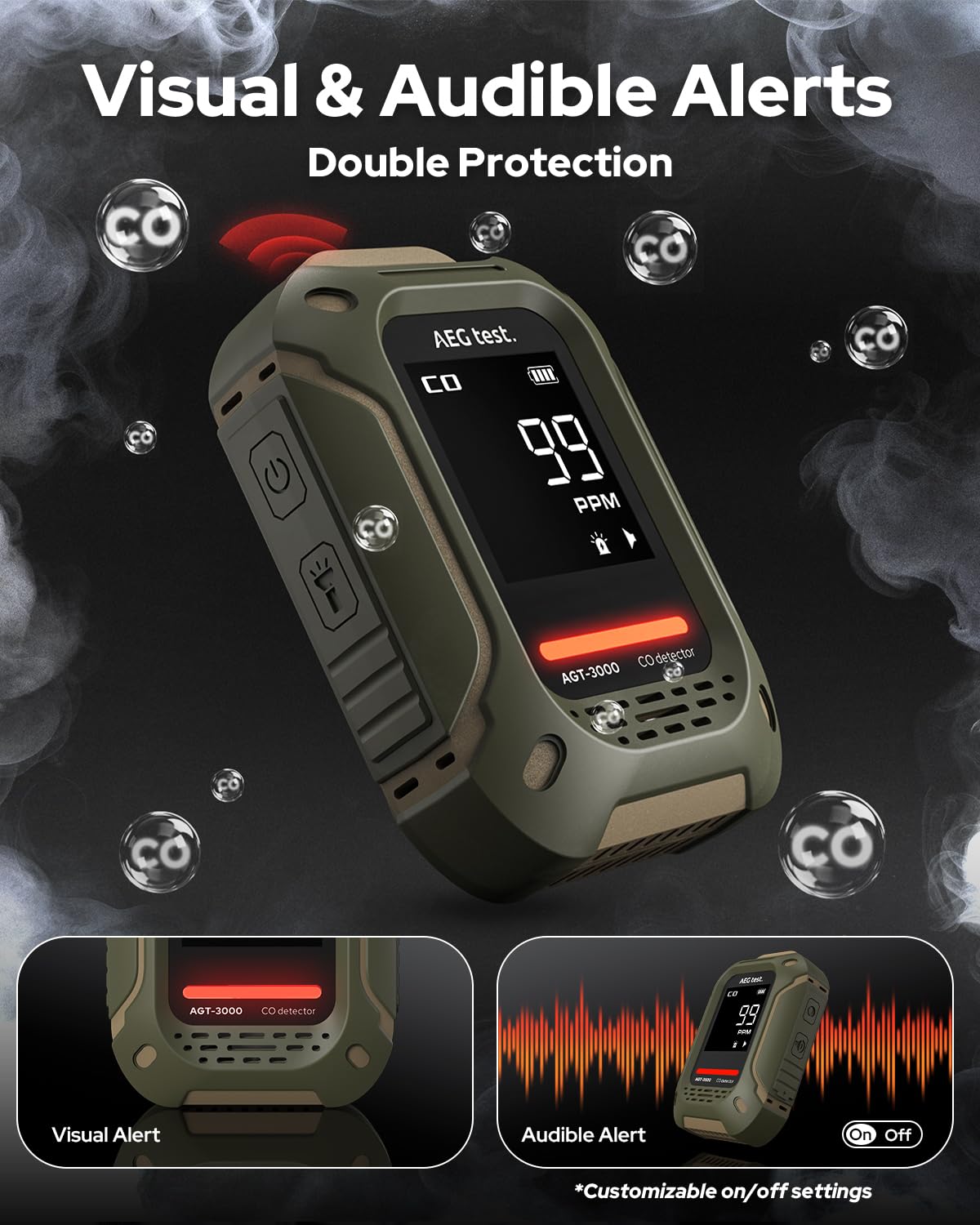 AEGTEST AGT-3000 used in camping for portable CO monitoring