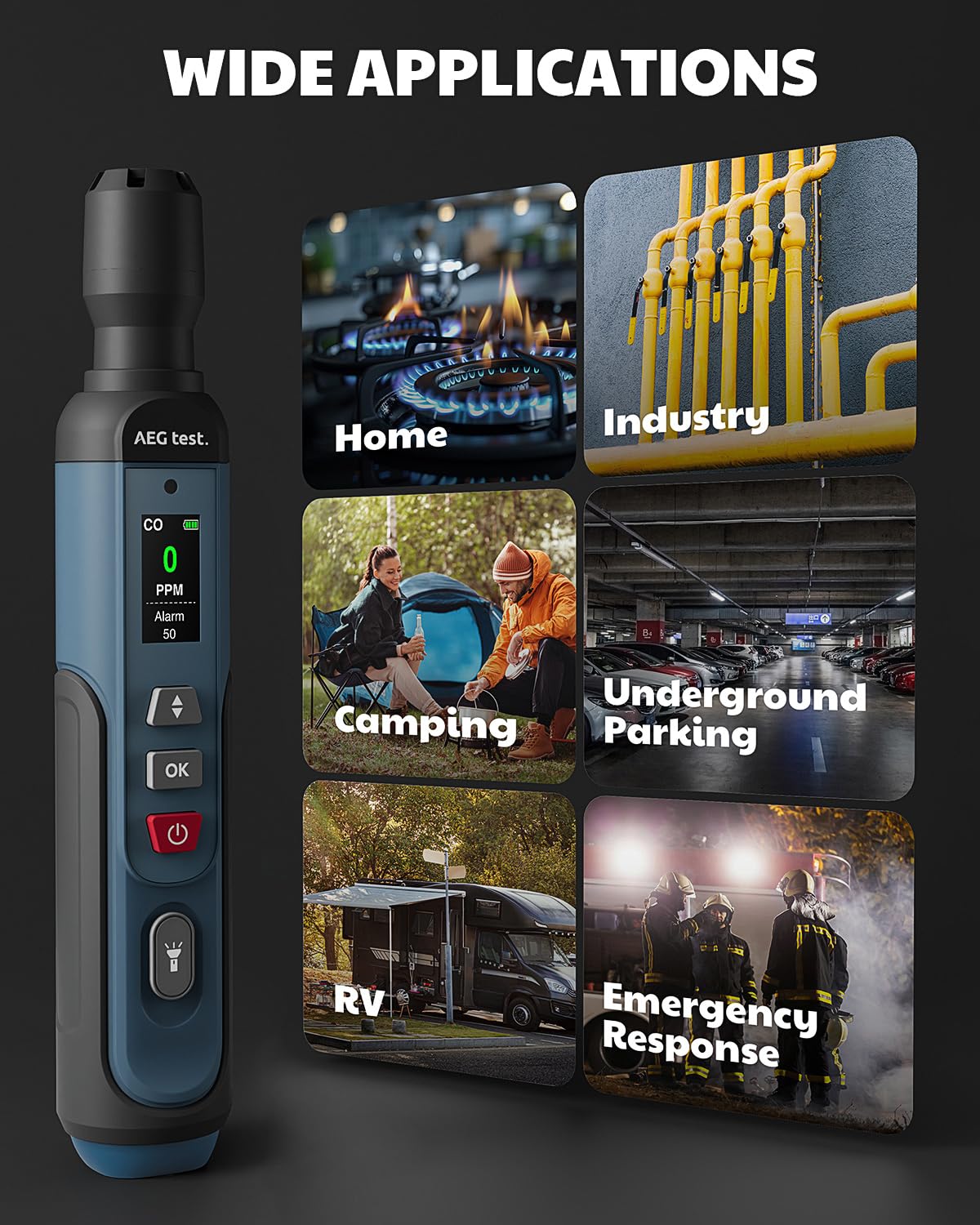 AEGTEST AGT-2459 alarm indicators alert with sound, light, and vibration