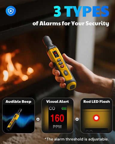 AEGTEST AGT-2459 alarm indicators closeup demonstrates light and vibration alerts