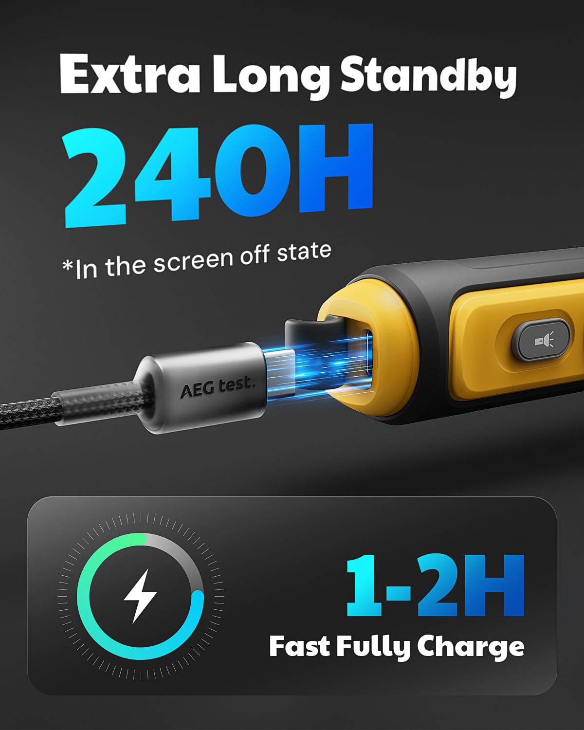 AEGTEST AGT-2459 display closeup highlighting color TFT screen for at-a-glance readings