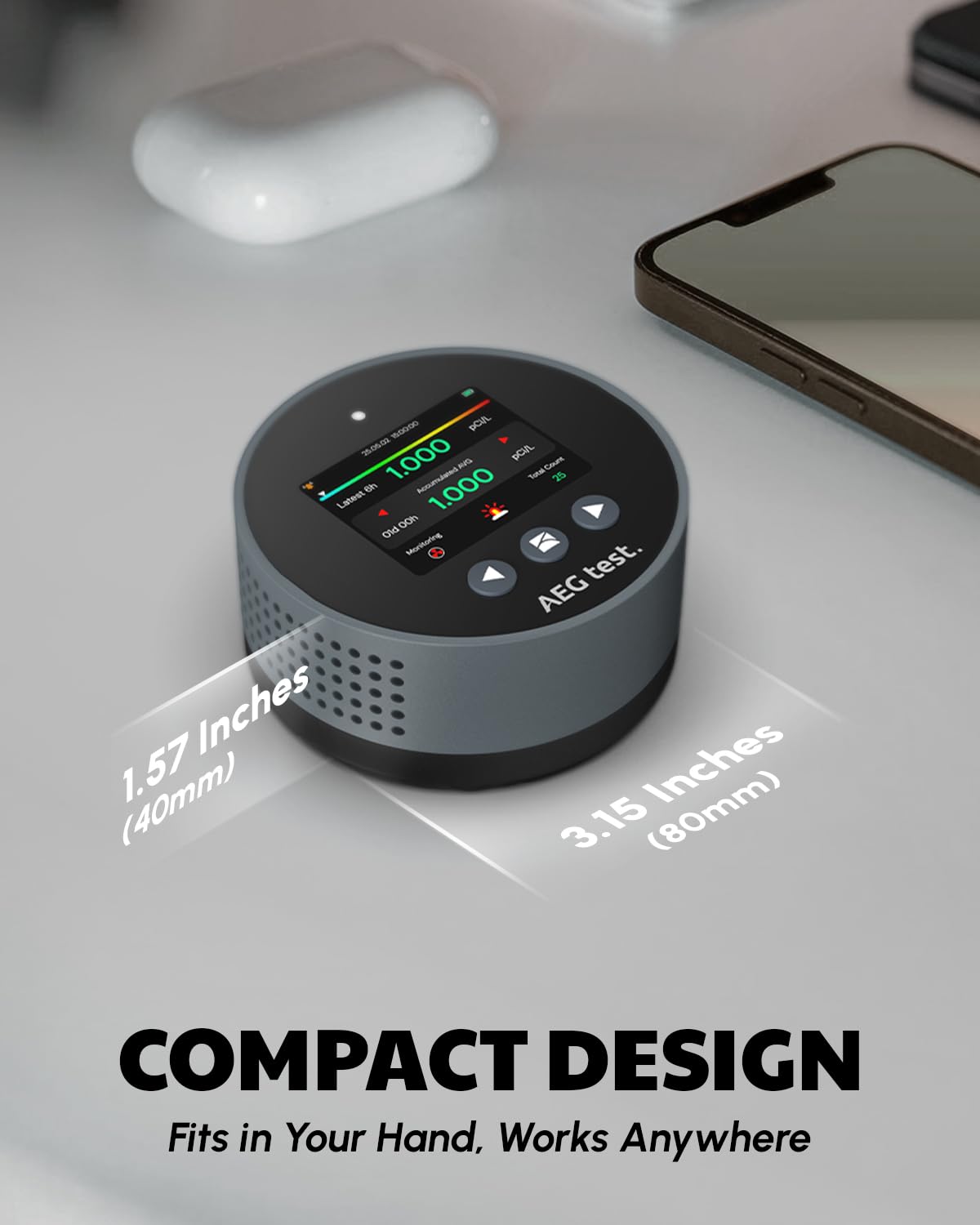 AEGTEST HOUND-1085 battery life display indicating long monitoring.