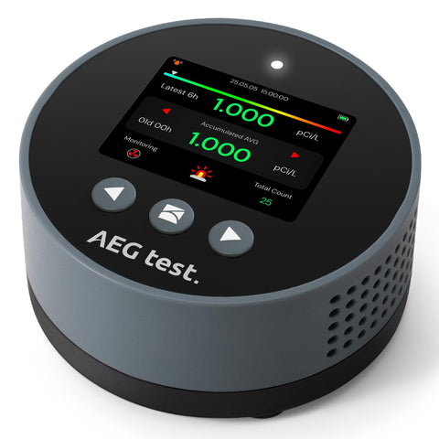 AEGTEST HOUND-1085 front view, compact home radon detector.