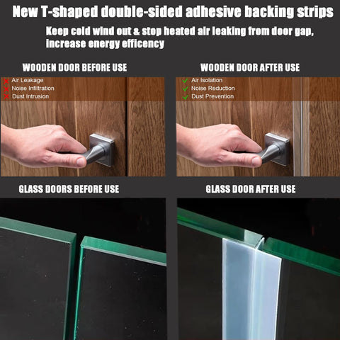 AEIOUD clear silicone door-draft strip in action highlighting noise reduction and moisture resistance.