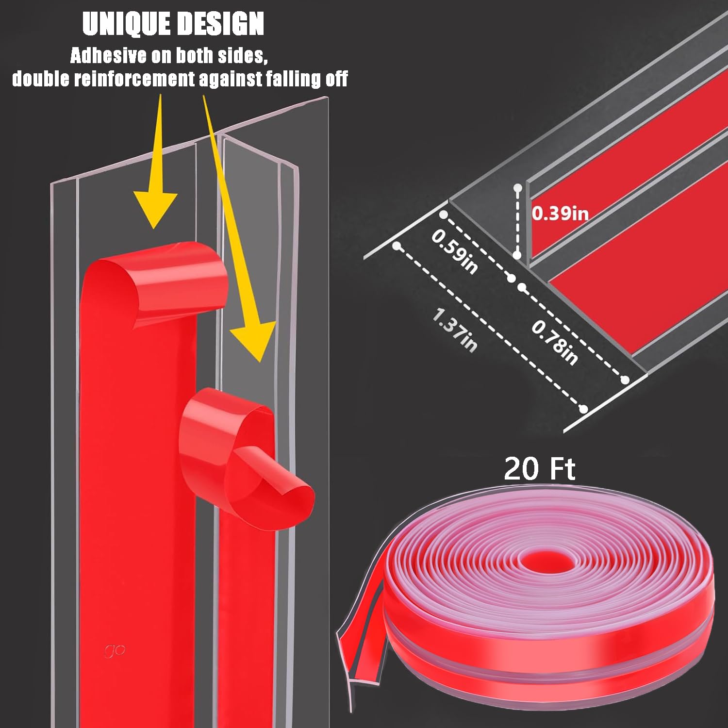 AEIOUD door seal strip installed on frame demonstrates easy stick-on application and durable weather protection.