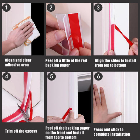 AEIOUD easy-stick application for doors reduces drafts and enhances energy efficiency.