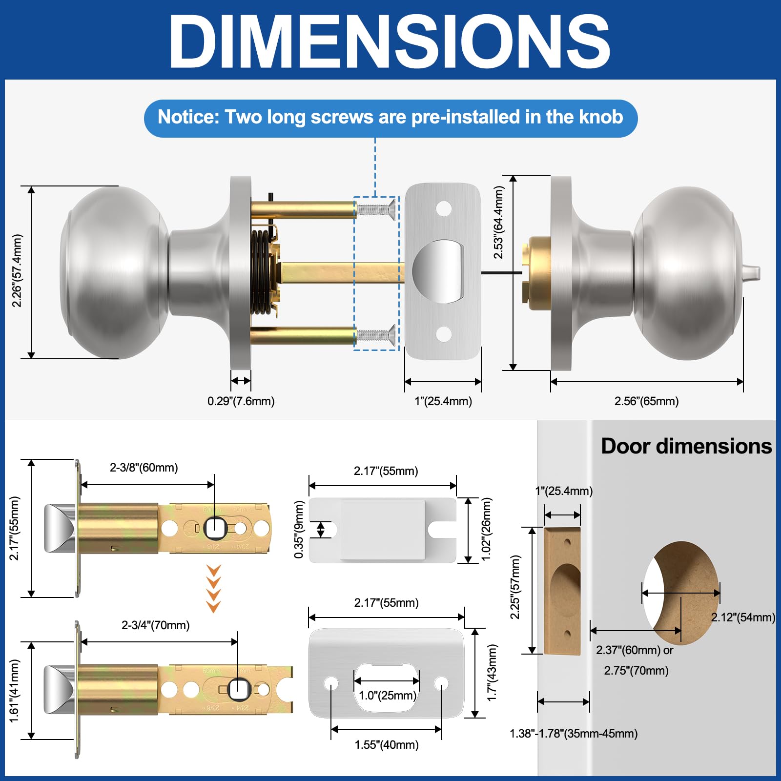 AEEKEL adjustable latch fits standard door thicknesses for versatility