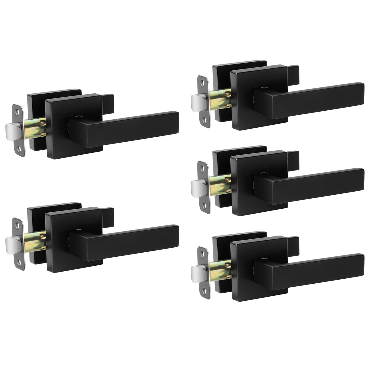 AEEKEL black interior door handle lever set shown on a modern hallway, durable and versatile for hallways and closets.