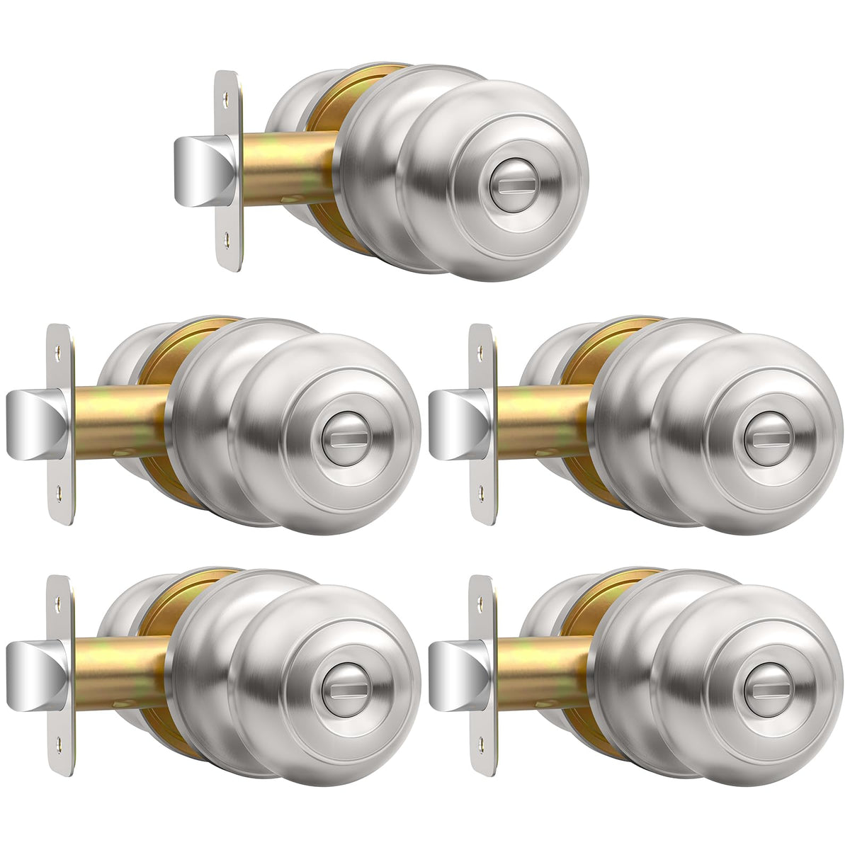 AEEKEL brushed nickel privacy door knob pack for easy installation