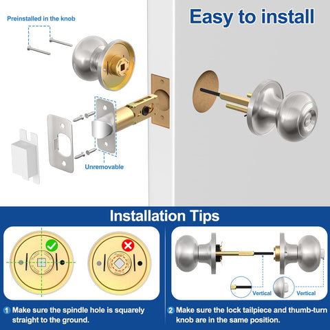 AEEKEL brushed nickel round-ball door knob design adds timeless style