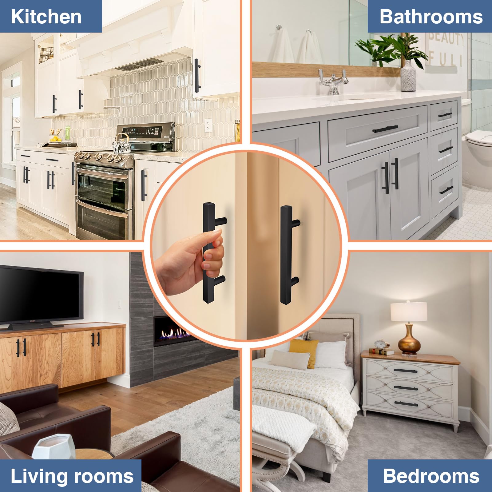 AEEKEL easy-install cabinet pulls with two screw sizes