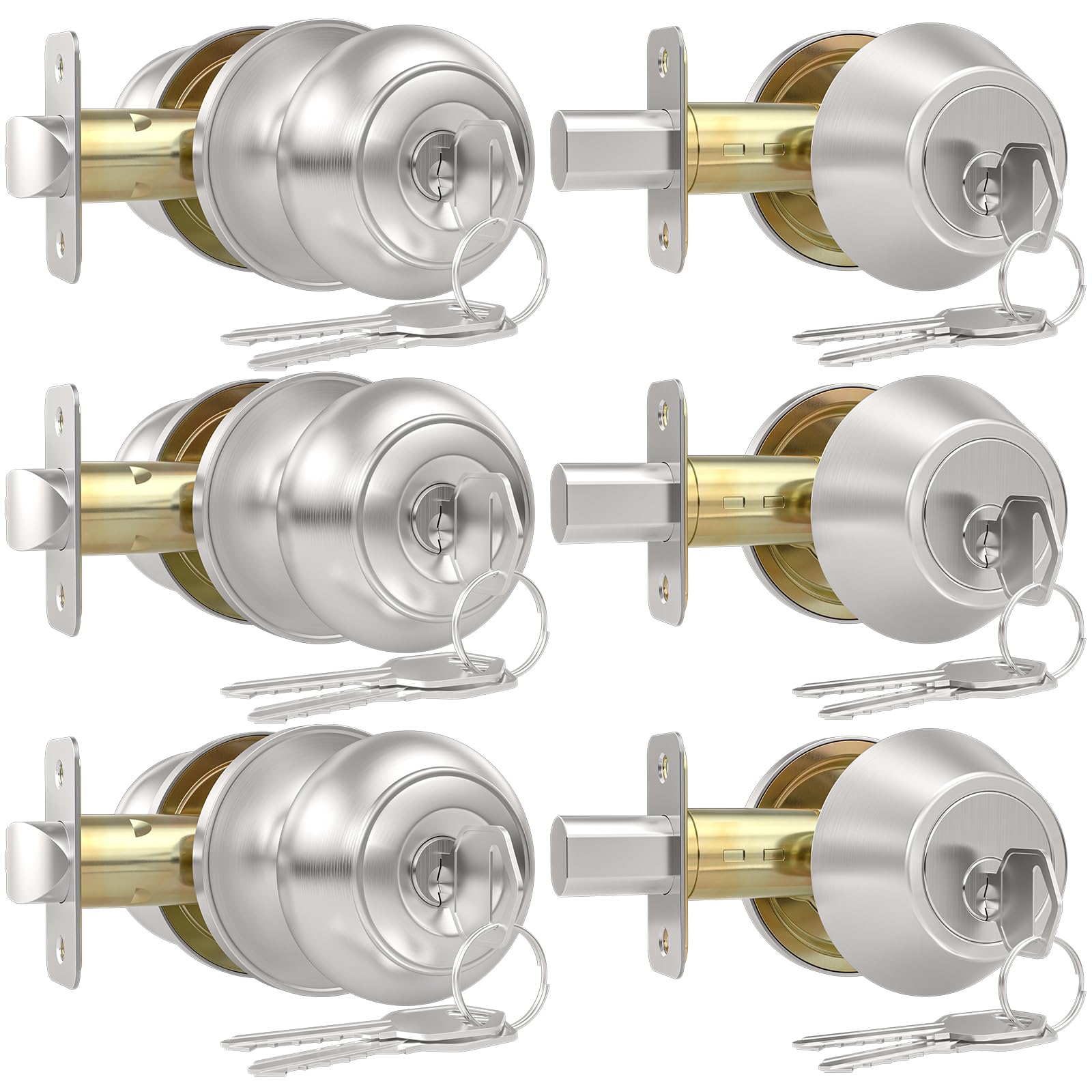 AEEKEL exterior door knob lock 3-pack for centralized access across doors