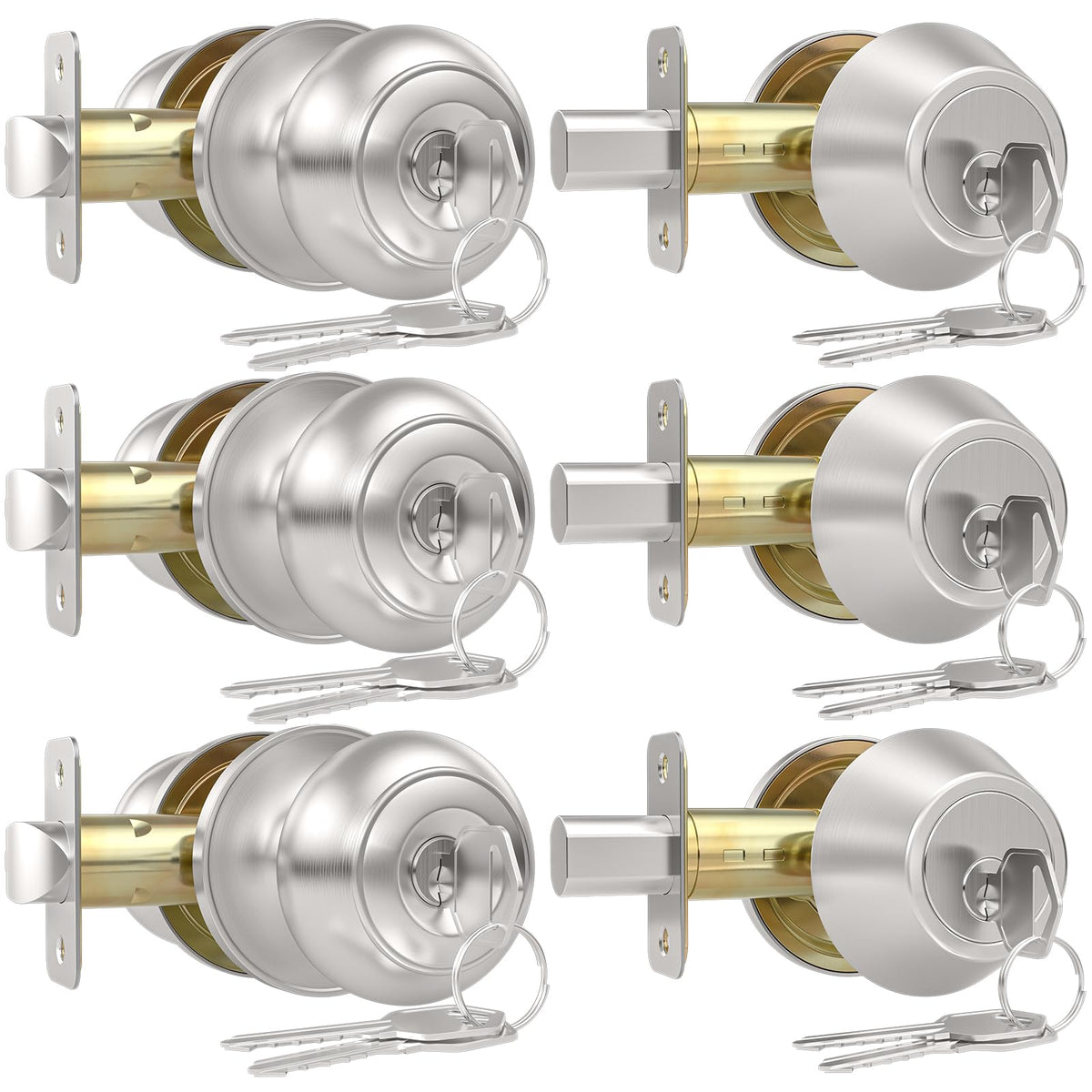 AEEKEL exterior door knob lock 3-pack for centralized access across doors