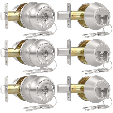 AEEKEL exterior door knob lock 3-pack for centralized access across doors