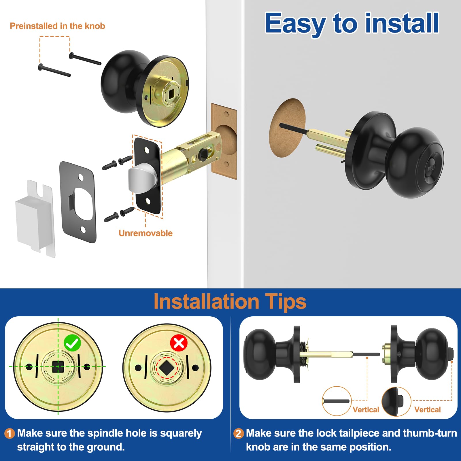 AEEKEL knob featuring exterior emergency hole for outside access.